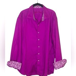 ROBERT GRAHAM‎ Classic Fit Fuschia Patterned Button Down